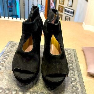 Michael Kors high Hill platform, black suede ankle boots